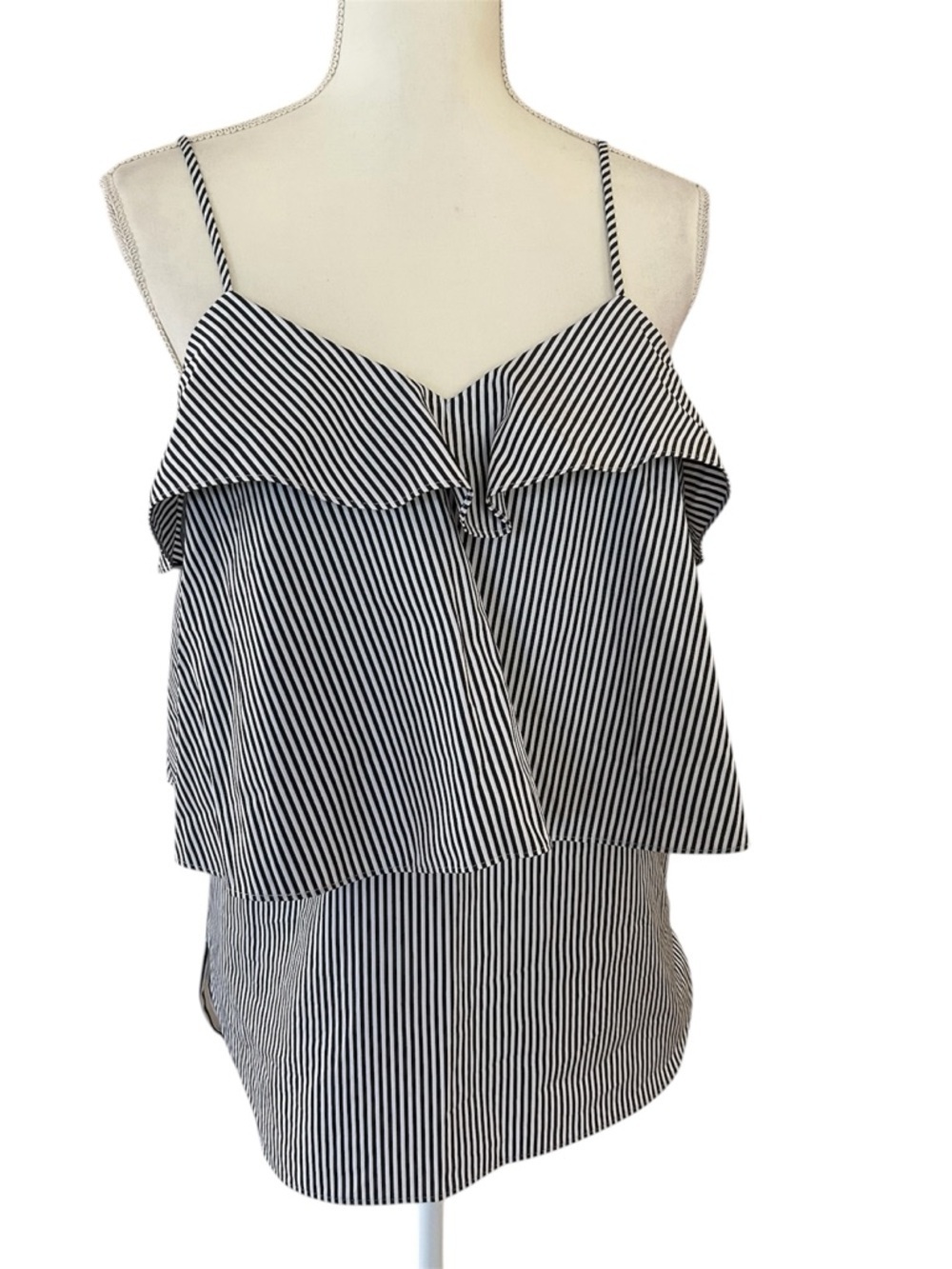 GOEN.J Striped Ruffle Tank 100% Cotton